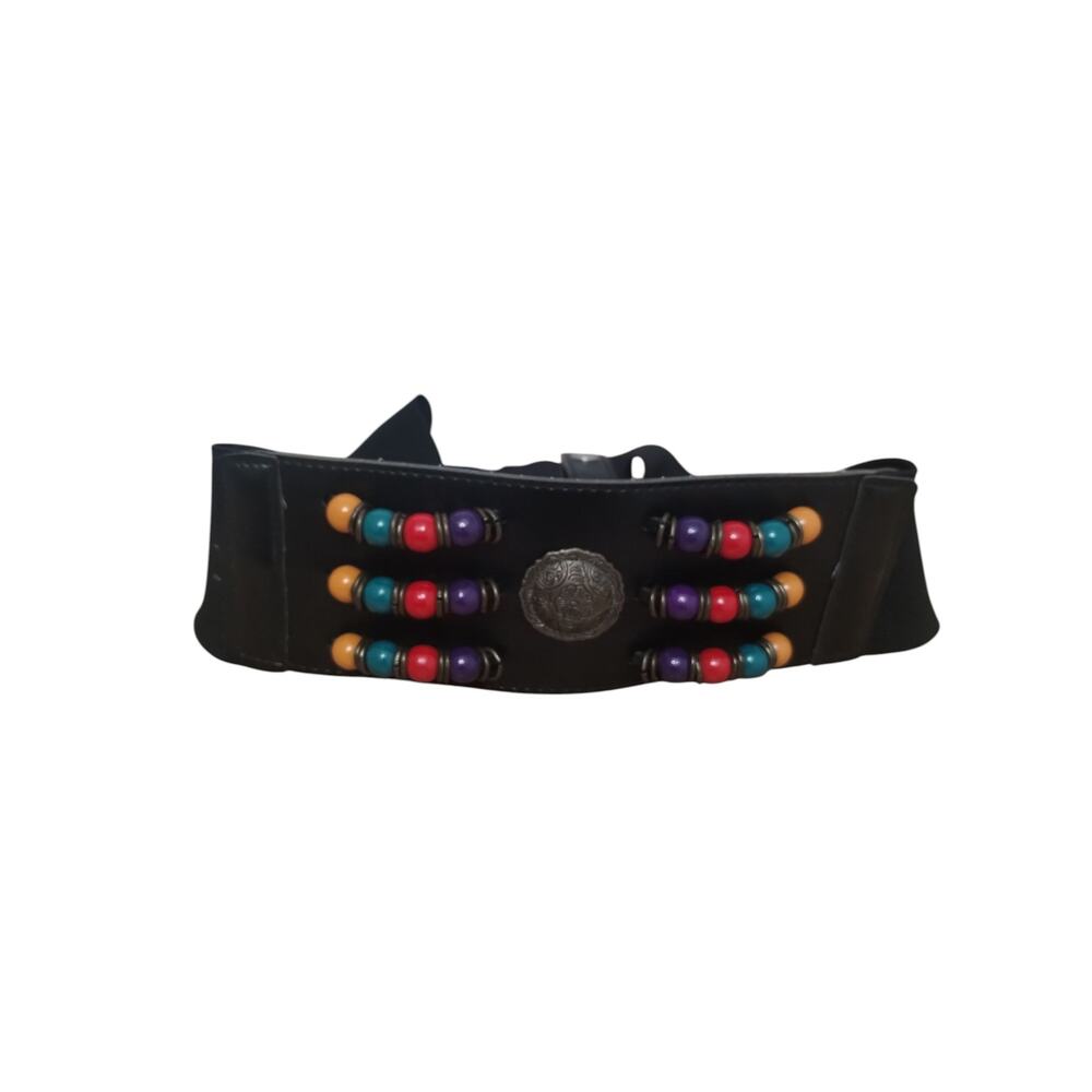 Y2K Vtg Beaded Women's size M/L Stretch Grungecore Boho Cottagecore Concho Belt